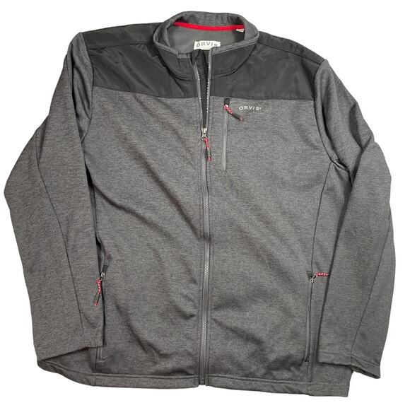 Orvis Mens Size XXL Gray Black Full Front Zip Jacket - Picture 1 of 11